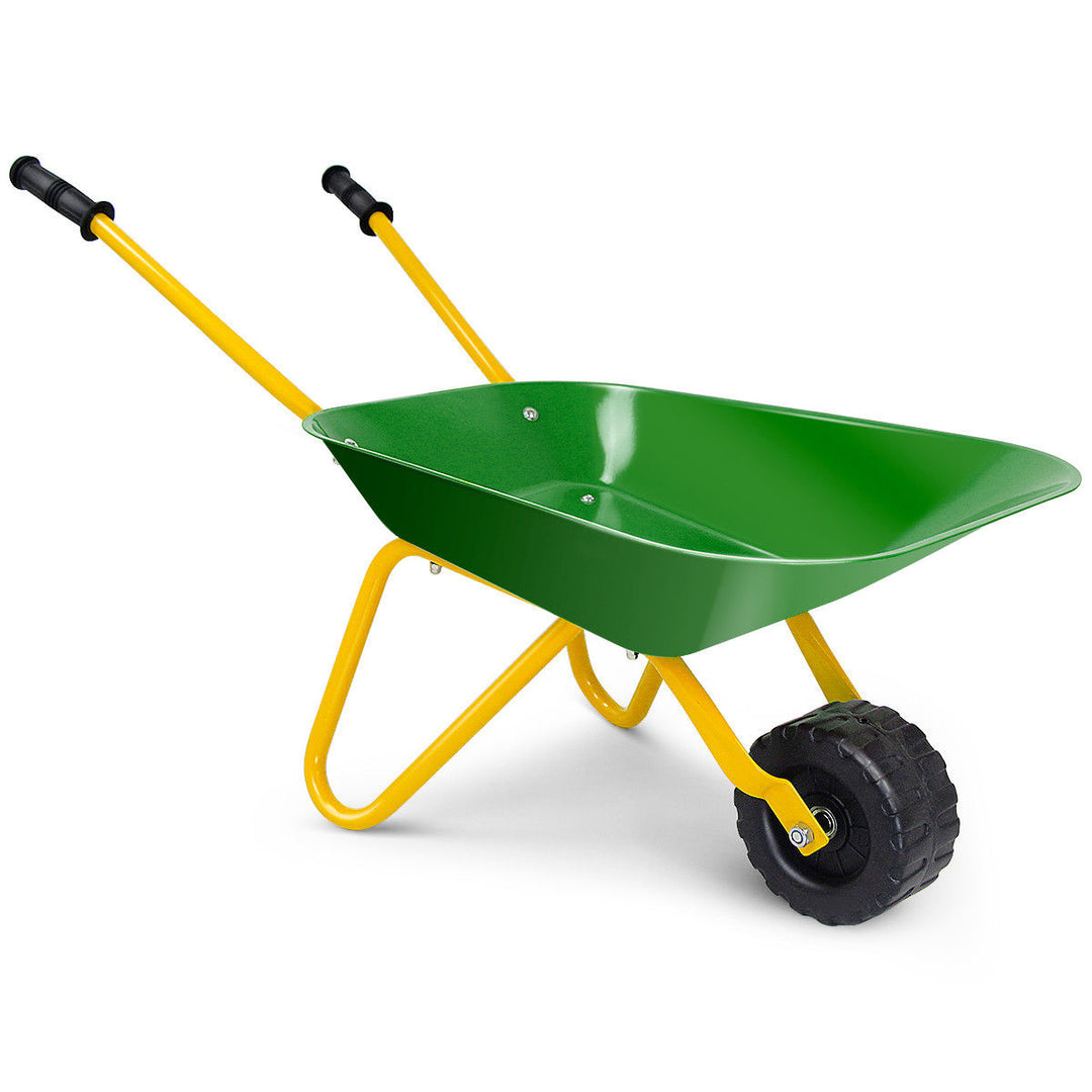 Kids Metal Wheelbarrow Childrens Size Ourdoor Garden Backyard Play Toy Green Image 7