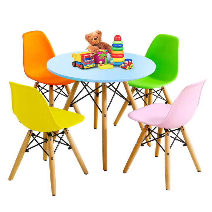 5 PC Kids Colorful Round Table Chair Set w/ 4 Armless Chairs Image 1