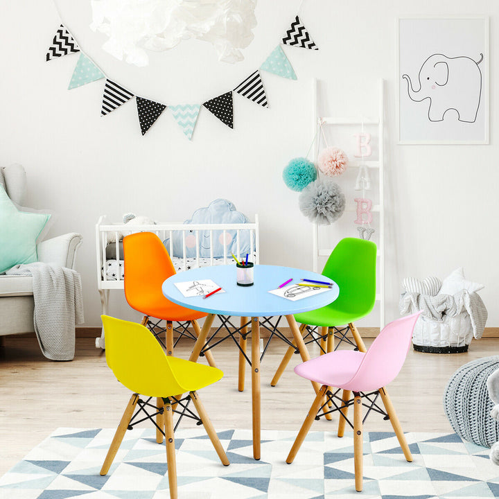 5 PC Kids Colorful Round Table Chair Set w/ 4 Armless Chairs Image 3