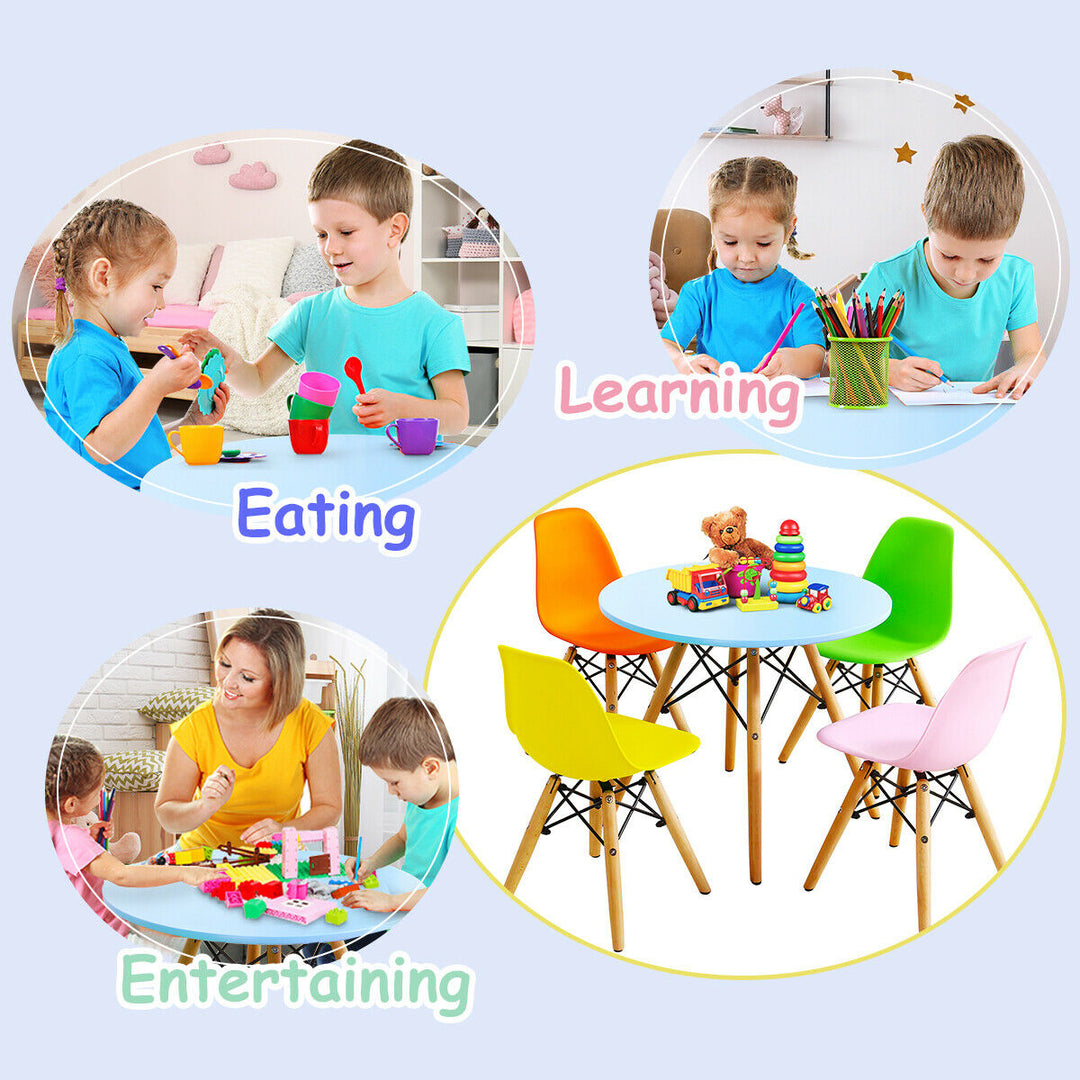 5 PC Kids Colorful Round Table Chair Set w/ 4 Armless Chairs Image 4