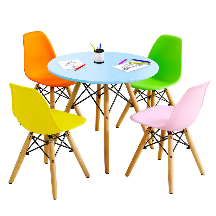 5 PC Kids Colorful Round Table Chair Set w/ 4 Armless Chairs Image 7