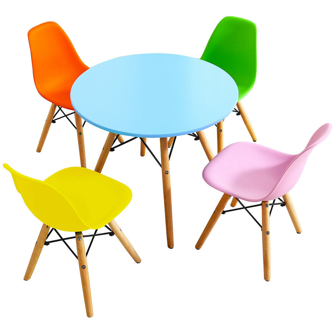 5 PC Kids Colorful Round Table Chair Set w/ 4 Armless Chairs Image 8