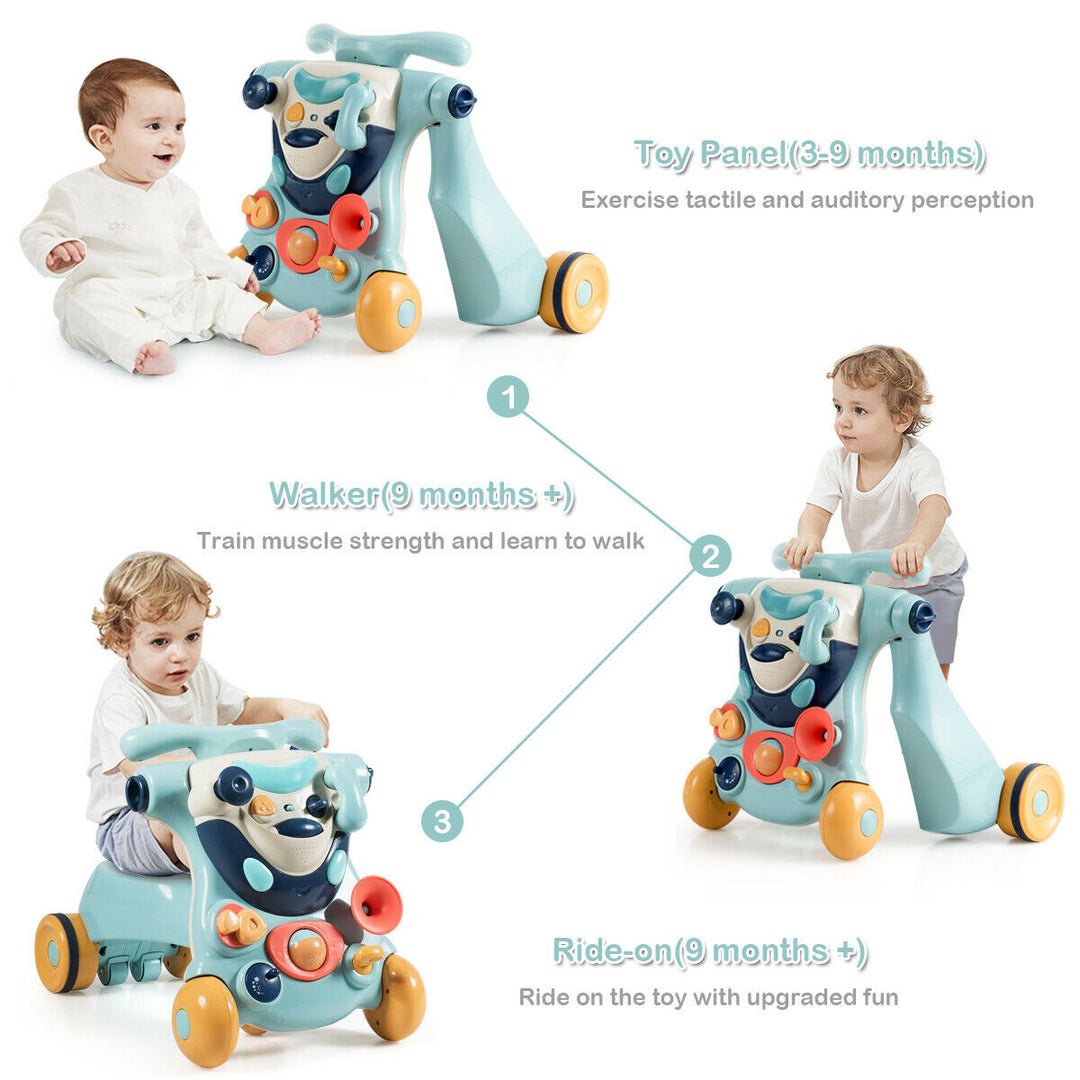 2-in-1 Baby Sit-to-Stand Walker Kids Activity Center Blue Home Image 9