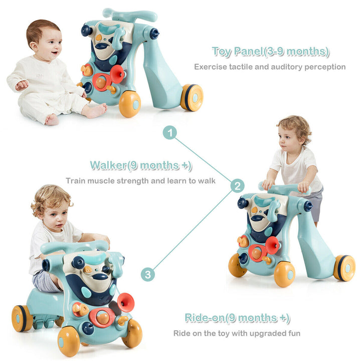 2-in-1 Baby Sit-to-Stand Walker Kids Activity Center Blue Home Image 9