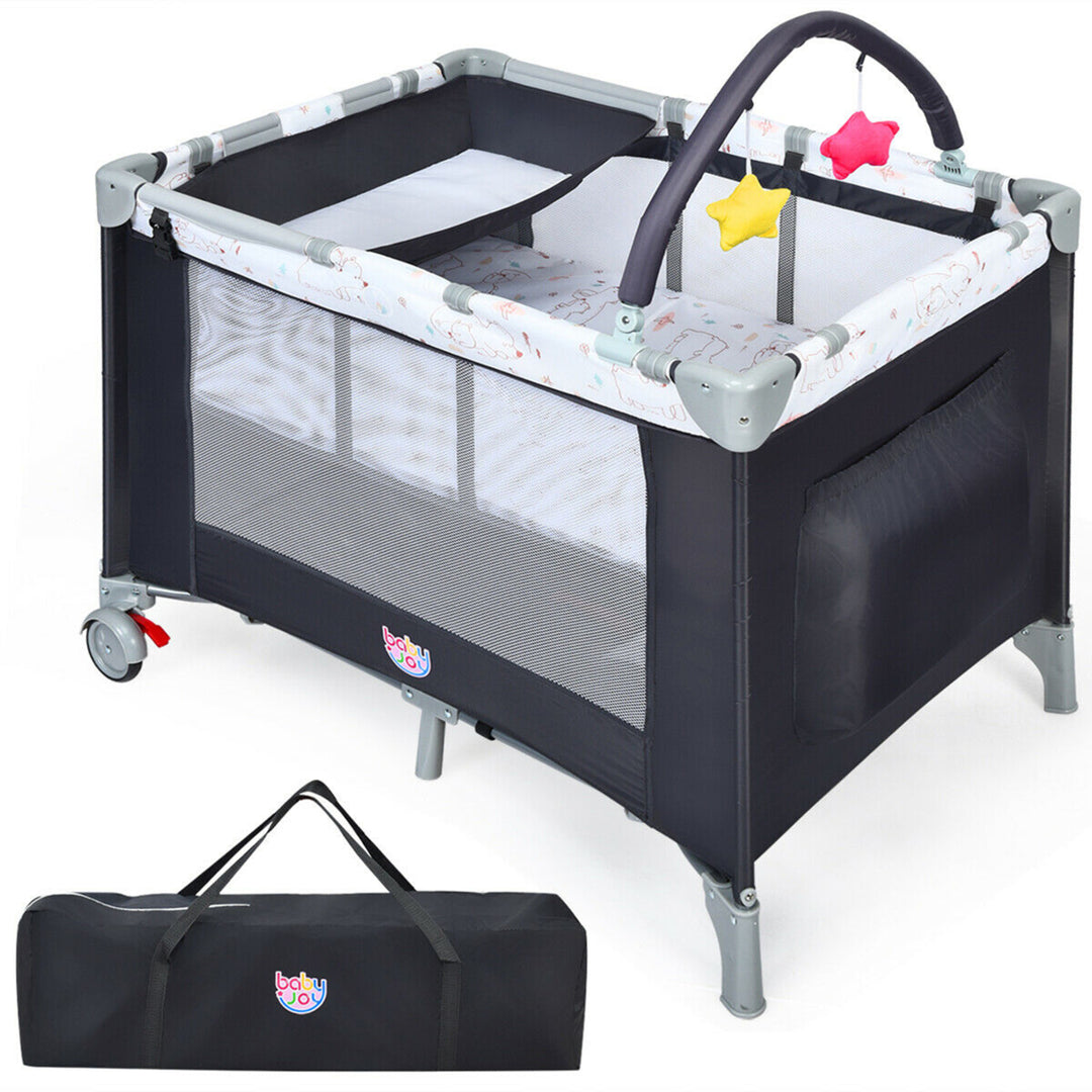 Portable Baby Playard Playpen Nursery Center w/ Mattress and Changing Station Image 1