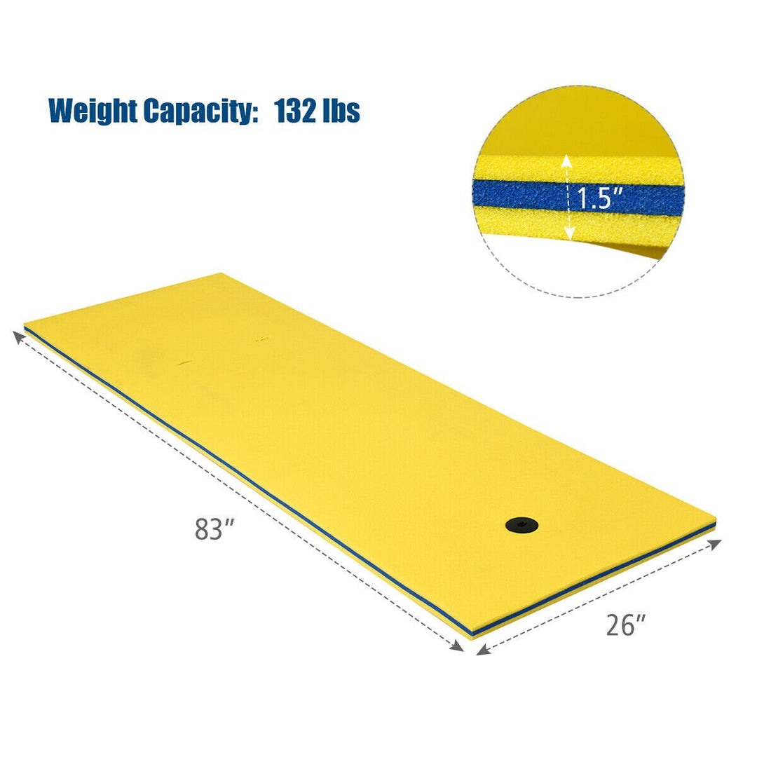 83 x 26 3-layer Floating Pad Mat Water Sports Recreation Relaxing Yellow Image 2