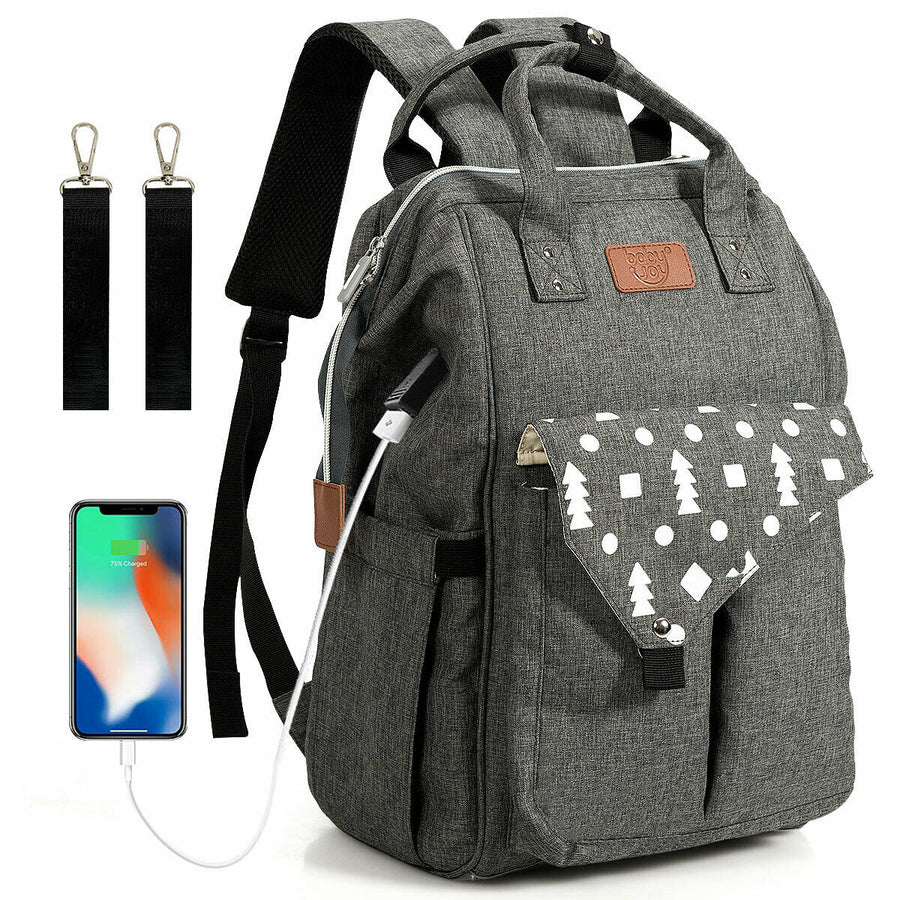 Diaper Bag Waterproof Baby Nappy Backpack w/USB Charging Port Image 1