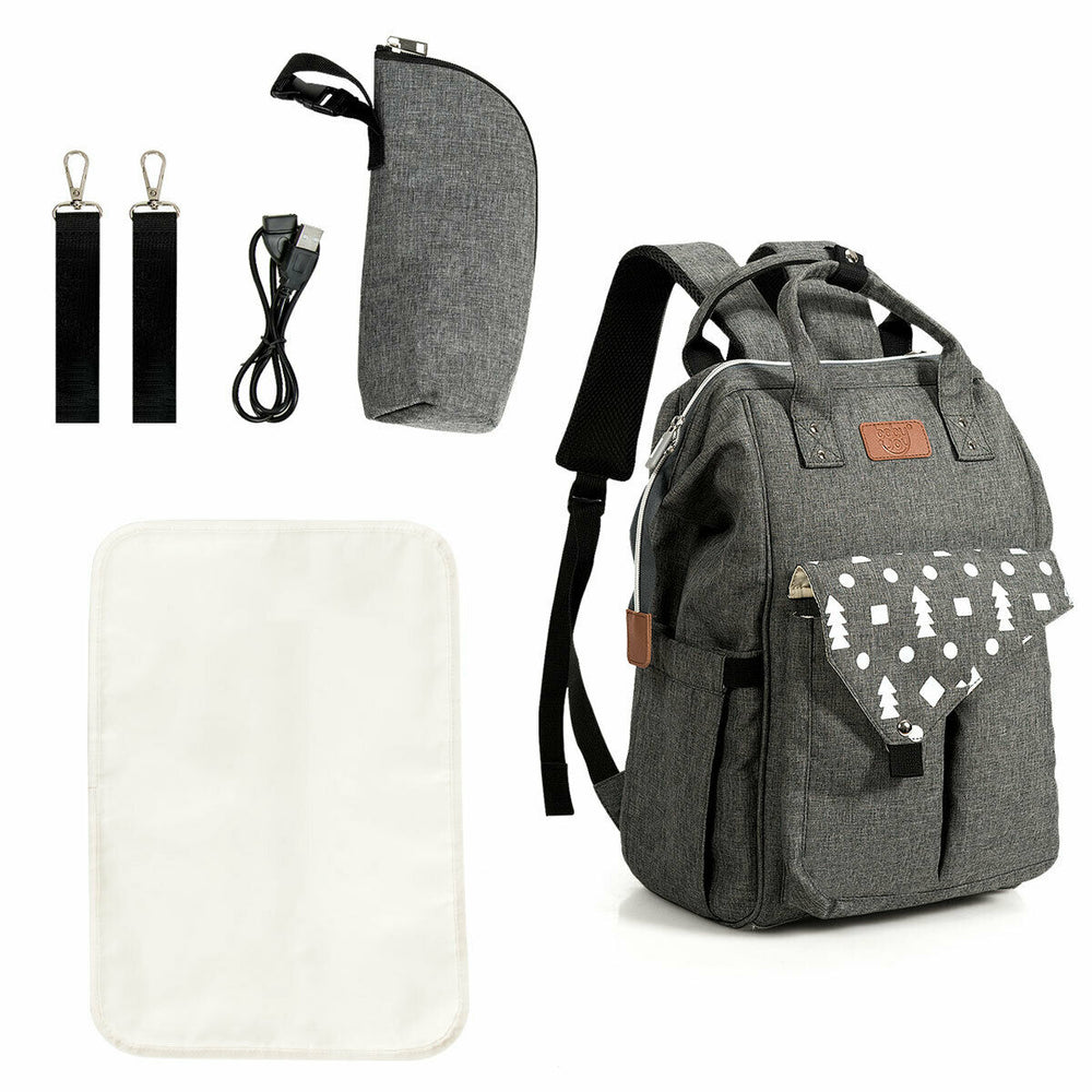 Diaper Bag Waterproof Baby Nappy Backpack w/USB Charging Port Image 2