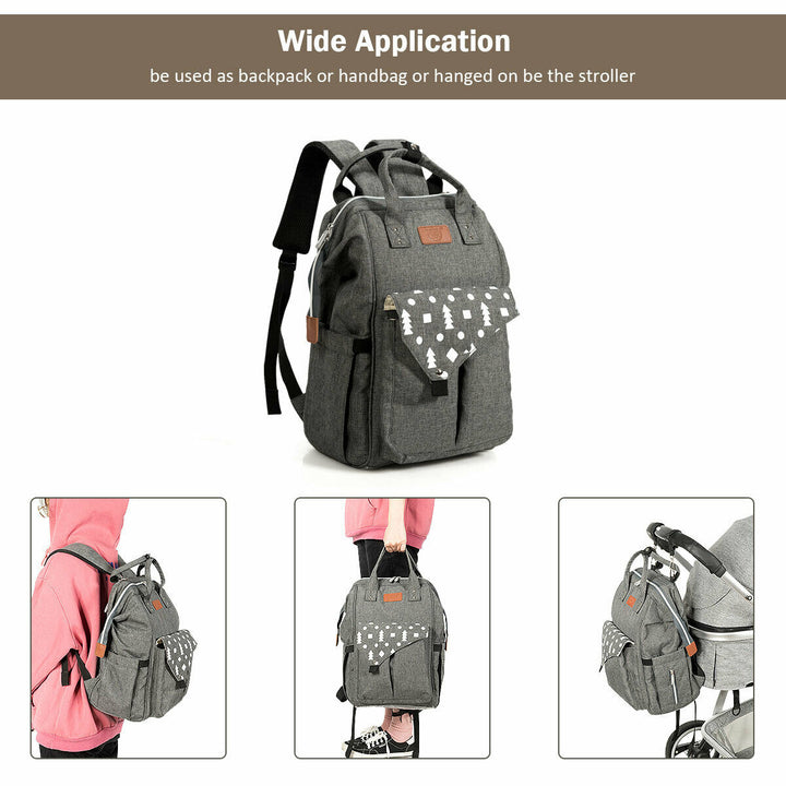 Diaper Bag Waterproof Baby Nappy Backpack w/USB Charging Port Image 4