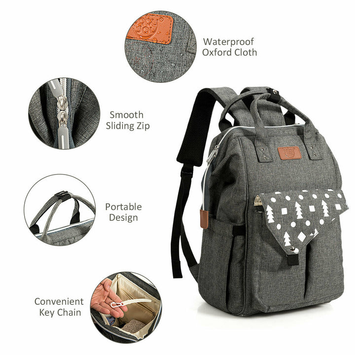 Diaper Bag Waterproof Baby Nappy Backpack w/USB Charging Port Image 7