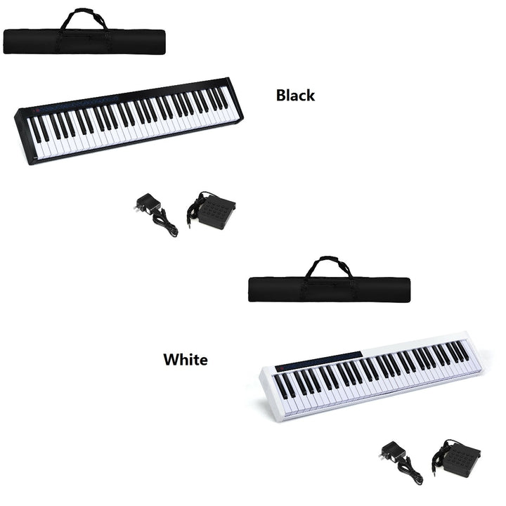 61 Key Digital Piano Recital MIDI Keyboard White Black Image 1