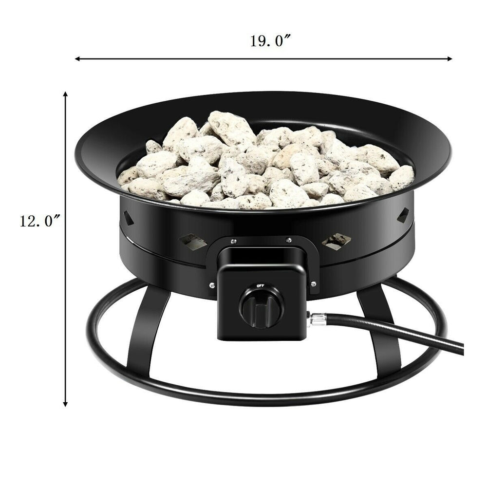 Portable Propane Outdoor Gas Fire Pit W/ Cover and Carry Kit 19-Inch 58,000 BTU Image 2