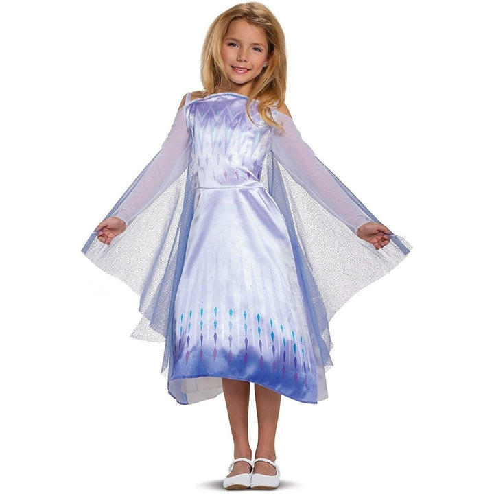 Elsa Classic Girls Size S 4/6X Costume Dress Cape Disney Frozen 2 Snow Queen Disguise Image 1