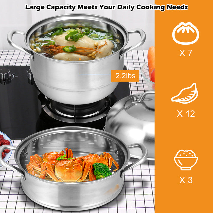 3 Tier 11 Inch Stainless Steel Steamer Set Cookware Pot Saucepot Double Boiler Image 9