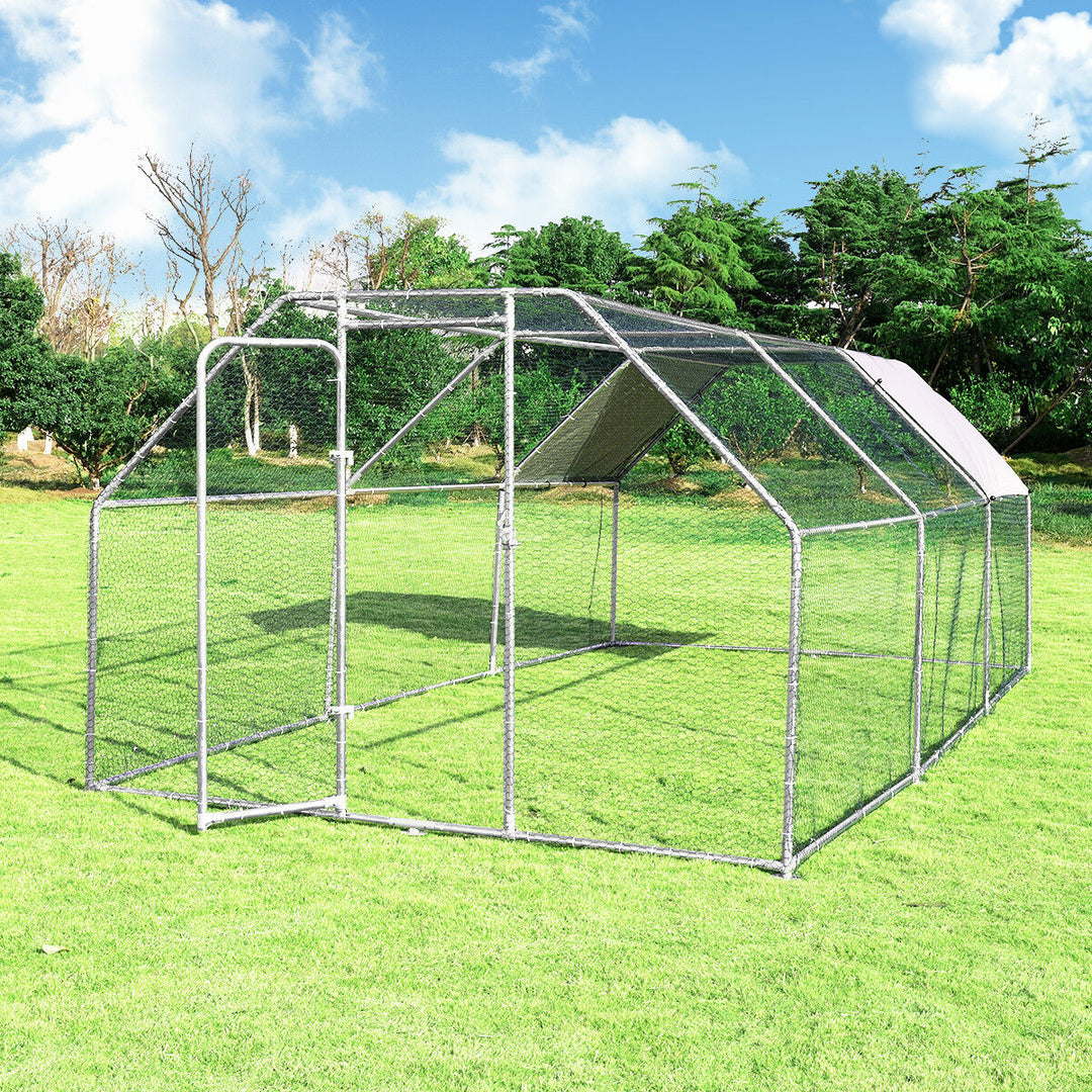 Costway Large Walk In Chicken Coop Run House Shade Cage 9.5 x12.5 with Roof Cover Image 3