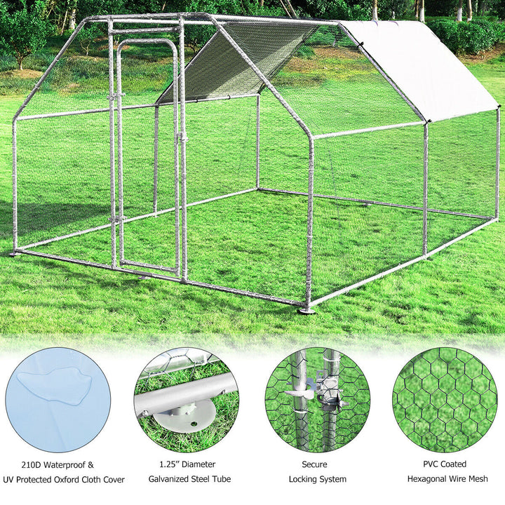 Costway Large Walk In Chicken Coop Run House Shade Cage 9.5 x12.5 with Roof Cover Image 6