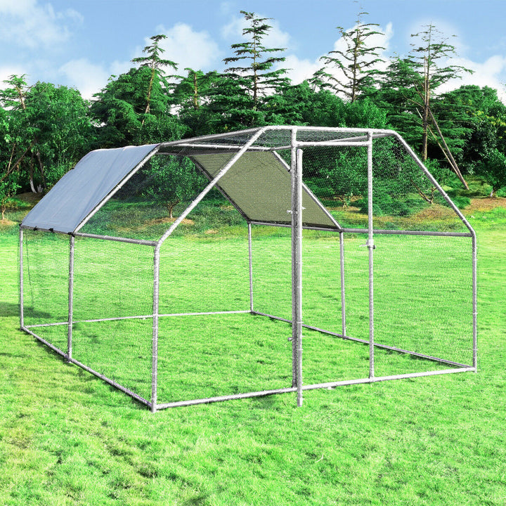 Costway Large Walk In Chicken Coop Run House Shade Cage 9.5 x12.5 with Roof Cover Image 7