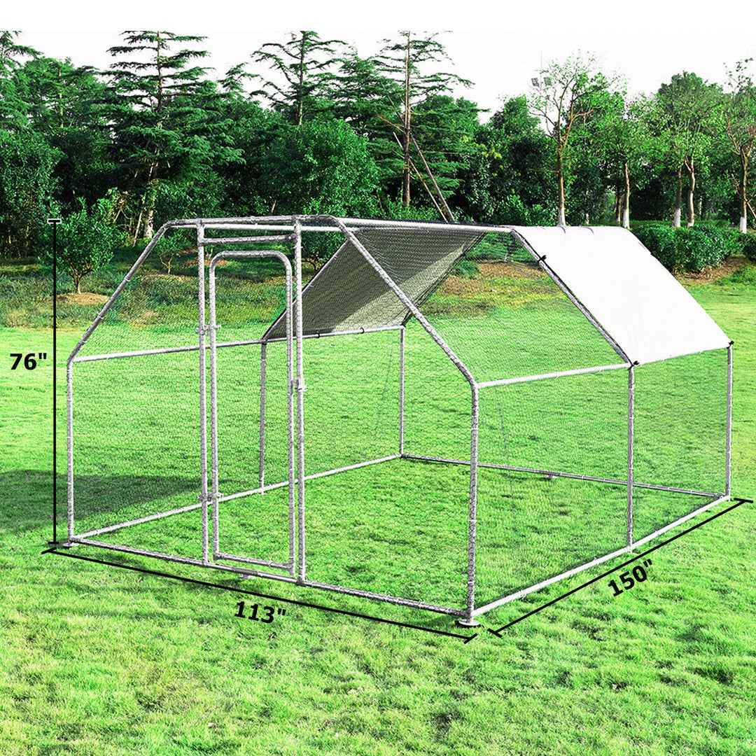 Costway Large Walk In Chicken Coop Run House Shade Cage 9.5 x12.5 with Roof Cover Image 8