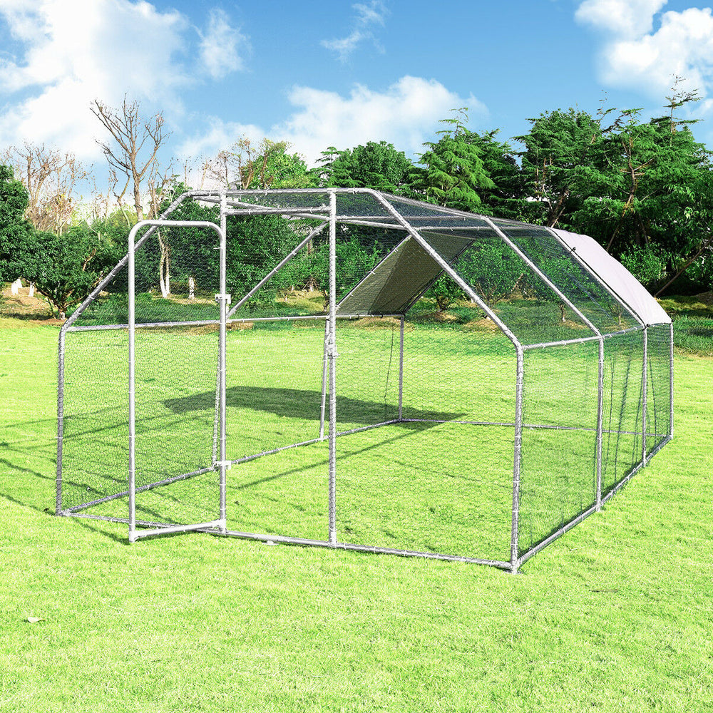 Costway Large Walk In Chicken Coop Run House Shade Cage 9.5 x 19 with Roof Cover Image 2