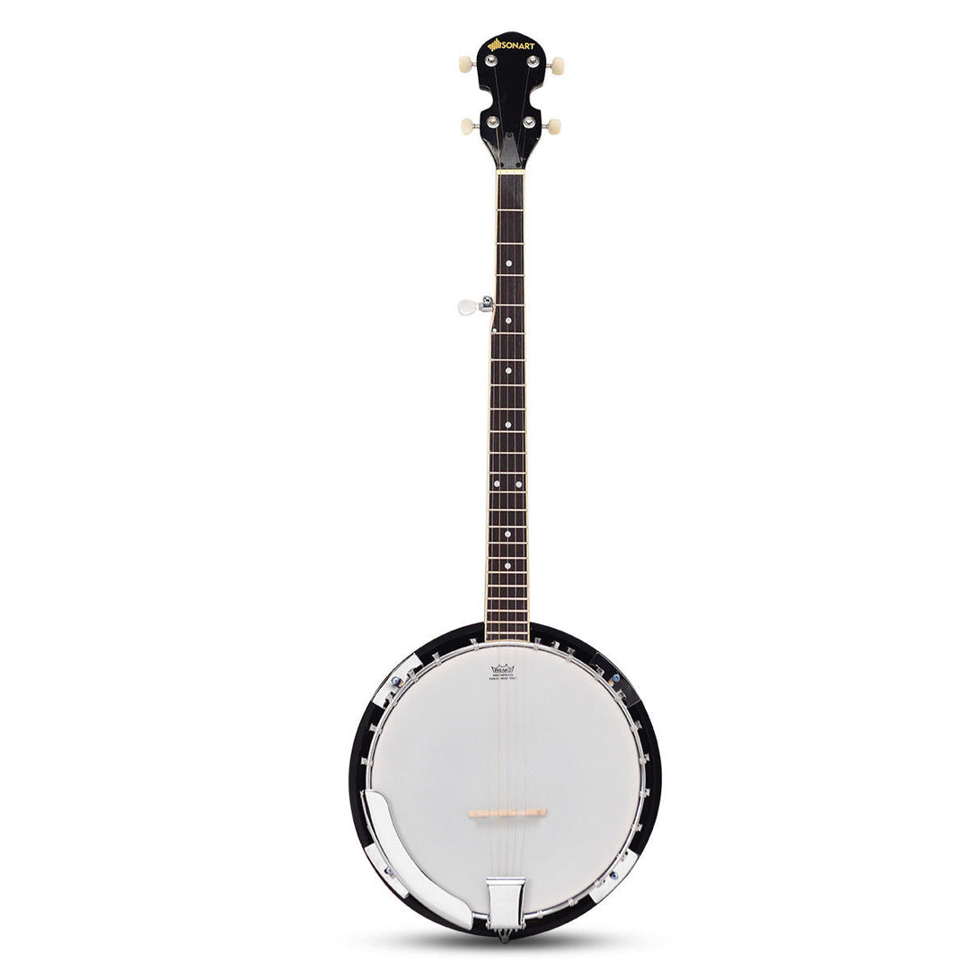 Sonart 5 String Geared Tunable Banjo 24 Brackets Closed Back Remo Head w/ Case Image 9