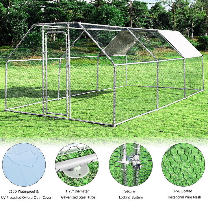 Costway Large Walk In Chicken Coop Run House Shade Cage 9.5 x 19 with Roof Cover Image 4