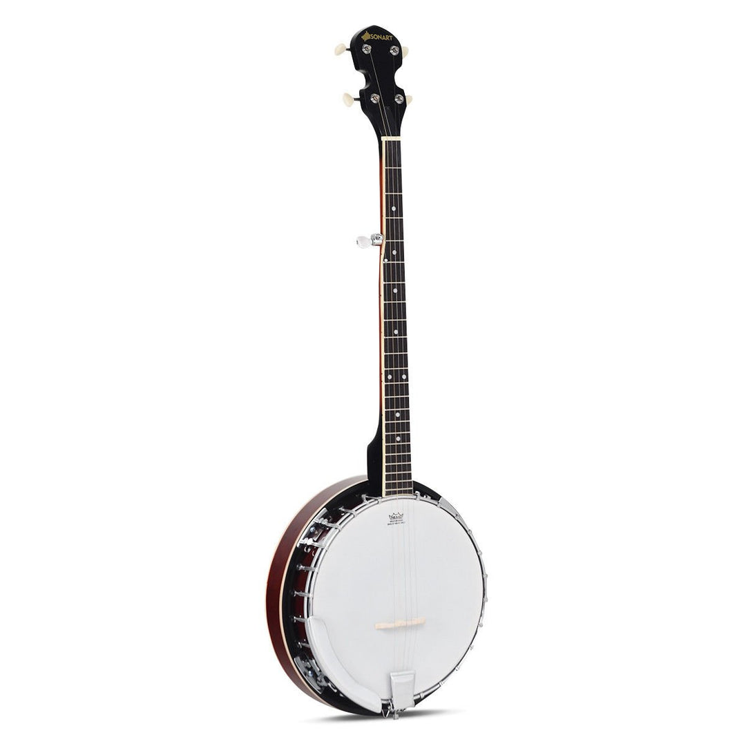 Sonart 5 String Geared Tunable Banjo 24 Brackets Closed Back Remo Head w/ Case Image 10