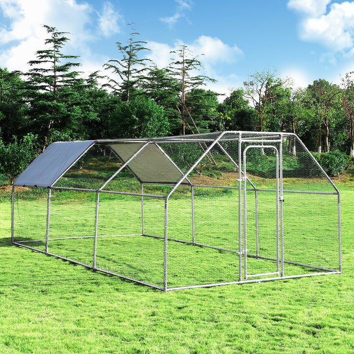 Costway Large Walk In Chicken Coop Run House Shade Cage 9.5 x 19 with Roof Cover Image 6