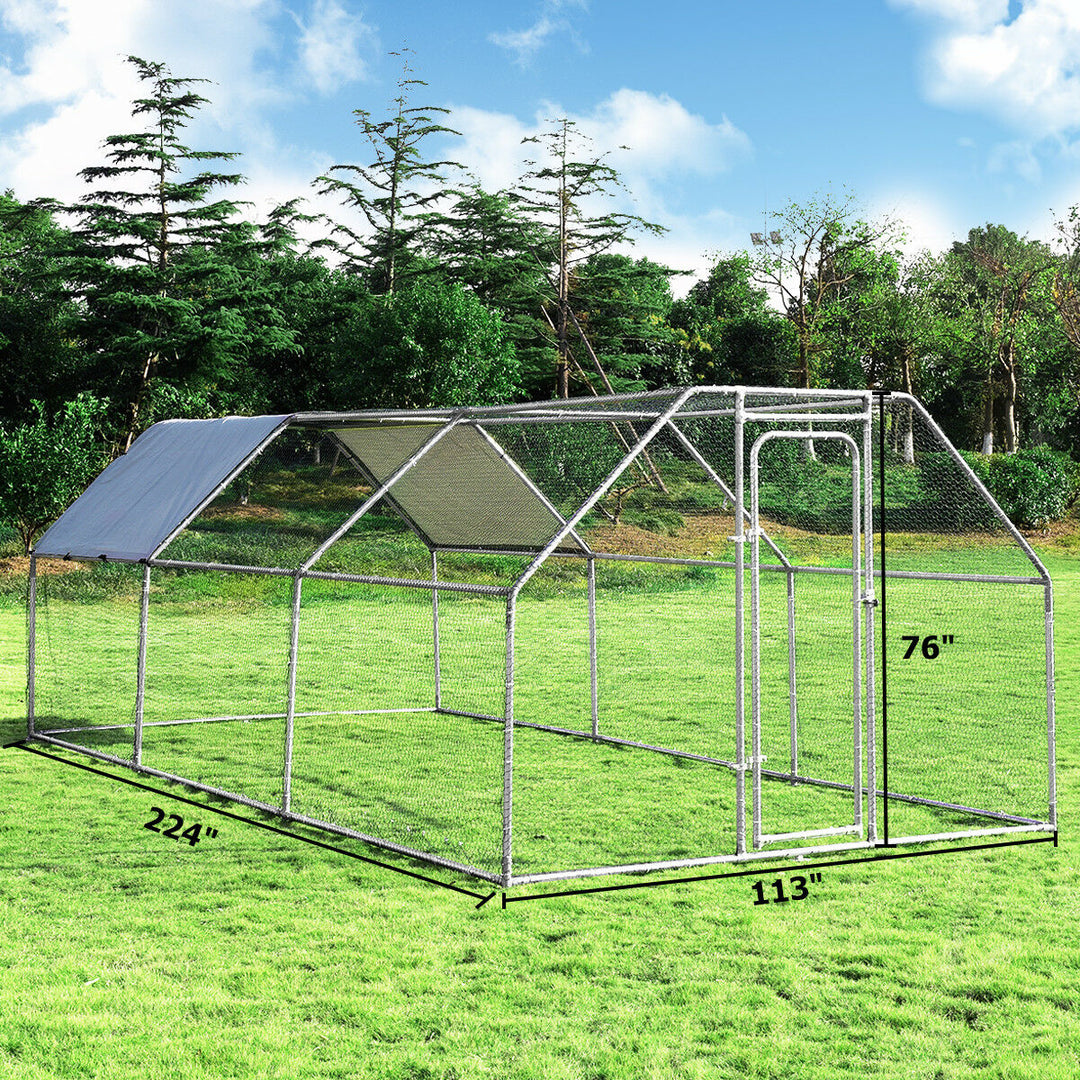 Costway Large Walk In Chicken Coop Run House Shade Cage 9.5 x 19 with Roof Cover Image 7