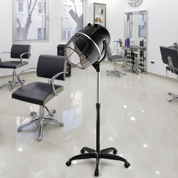 Adjustable Stand Up Hood Floor Hair Bonnet Dryer Rolling Base Salon Wheels Image 6