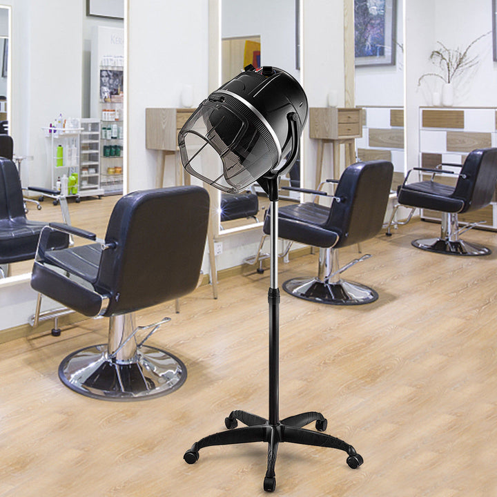 Adjustable Stand Up Hood Floor Hair Bonnet Dryer Rolling Base Salon Wheels Image 7