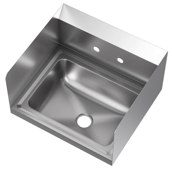 Stainless Steel Hand Washing Sink NSF Commercial with Faucet and Side Splashes Image 9