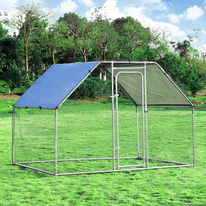 Costway Large Walk In Chicken Coop Run House Shade Cage 9.5 x 6.5 with Roof Cover Image 2