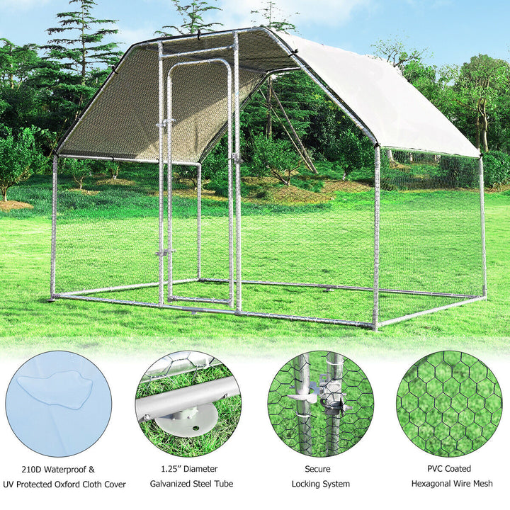 Costway Large Walk In Chicken Coop Run House Shade Cage 9.5 x 6.5 with Roof Cover Image 4