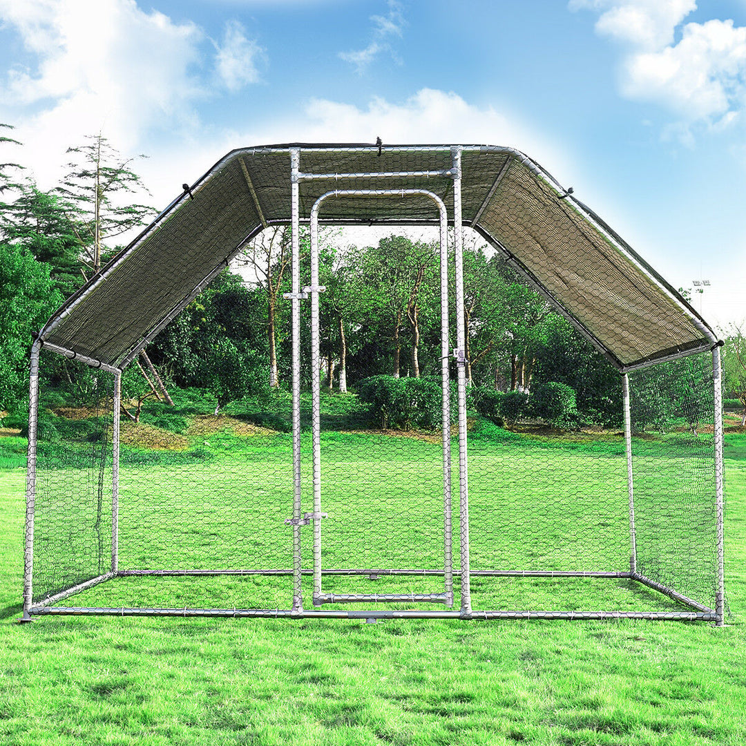 Costway Large Walk In Chicken Coop Run House Shade Cage 9.5 x 6.5 with Roof Cover Image 6