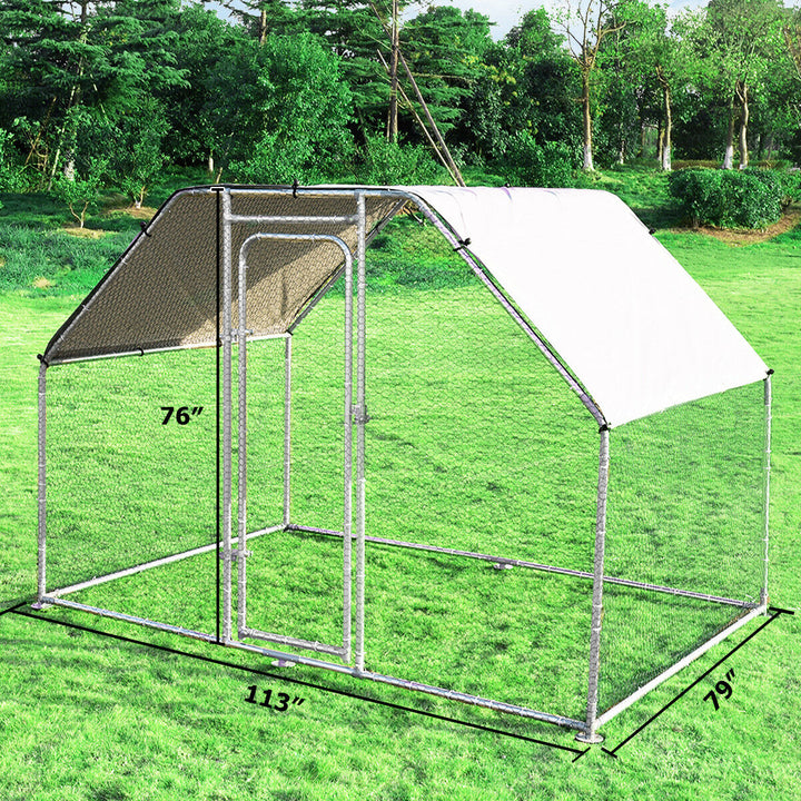 Costway Large Walk In Chicken Coop Run House Shade Cage 9.5 x 6.5 with Roof Cover Image 7