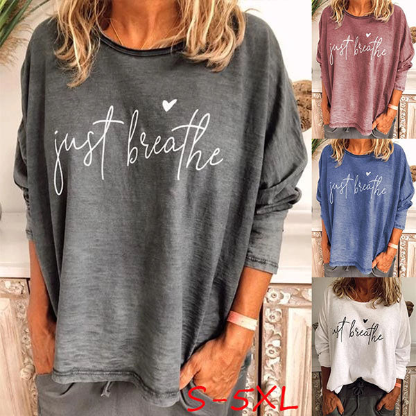 Printed Letter Casual Long Sleeve Cotton-Blend Linen Shirts Women Blouses Image 1