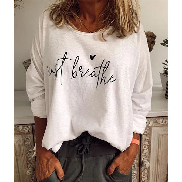 Printed Letter Casual Long Sleeve Cotton-Blend Linen Shirts Women Blouses Image 4