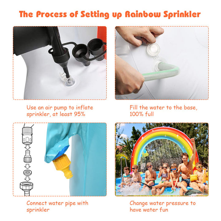 Inflatable Rainbow Sprinkler Outdoor Water Toy Summer Game Garden Yard Image 7