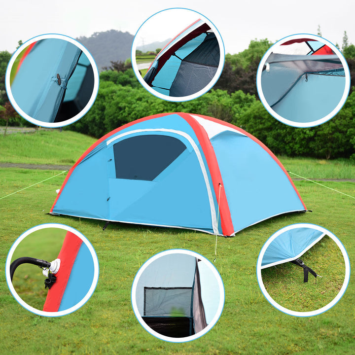 3 Person Inflatable Family Tent Camping Waterproof Wind Resistant w/ Bag Pump Image 3