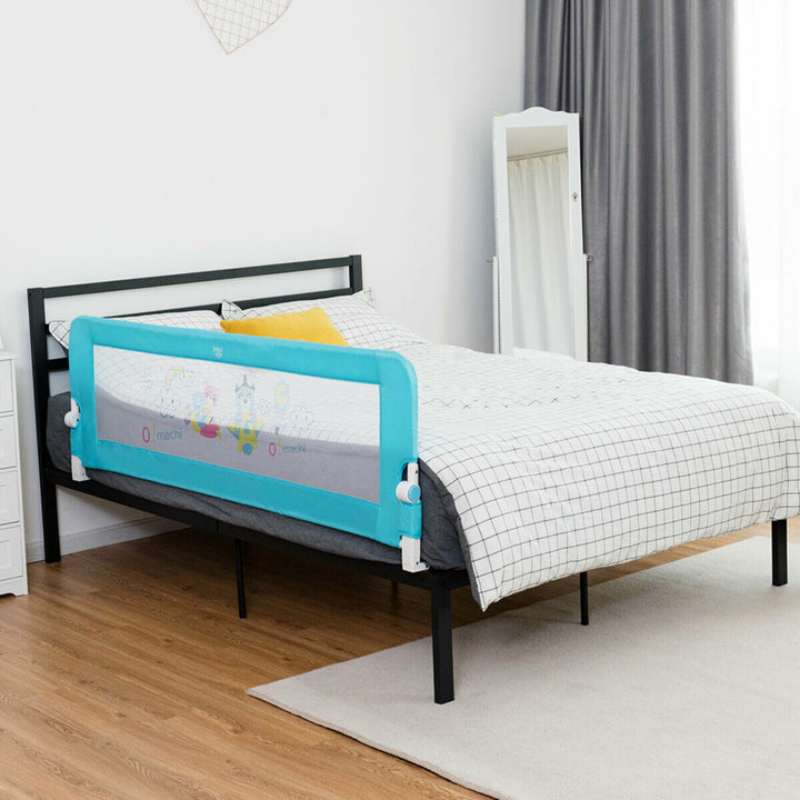 69 Breathable Baby Children Toddlers Bed Rail Guard Safety Swing Down Blue Image 4