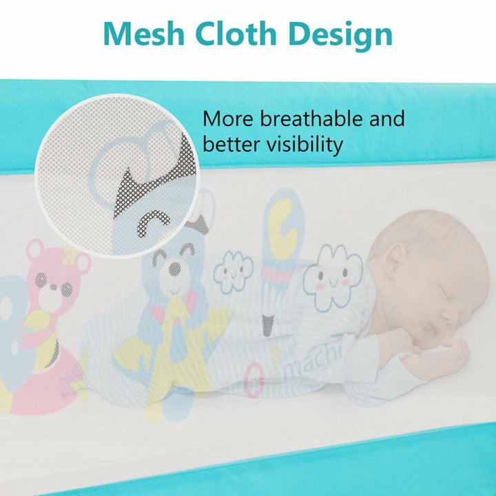 69 Breathable Baby Children Toddlers Bed Rail Guard Safety Swing Down Blue Image 8