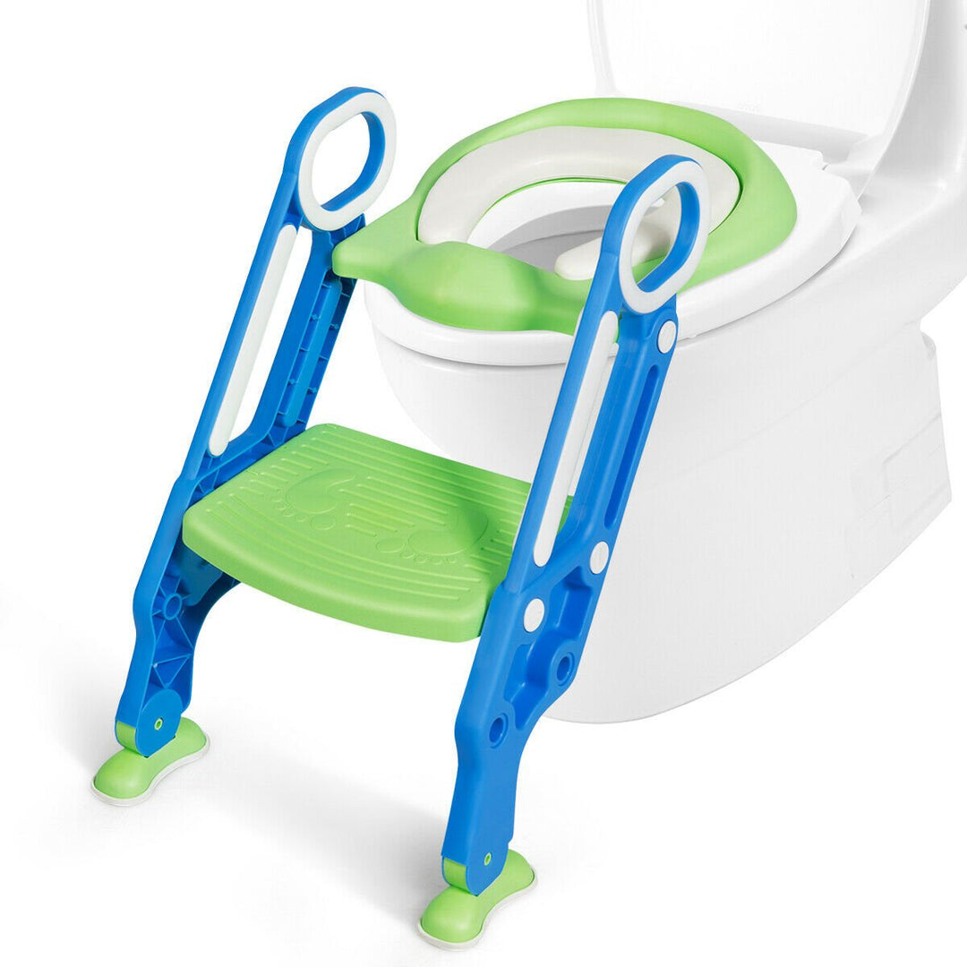 Foldable Potty Training Toilet Seat w/ Step Stool Ladder Adjustable for kids Image 1