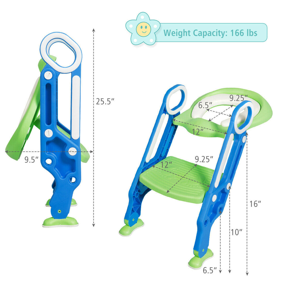 Foldable Potty Training Toilet Seat w/ Step Stool Ladder Adjustable for kids Image 2