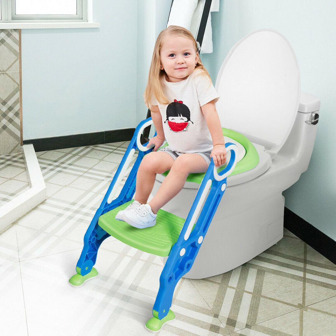 Foldable Potty Training Toilet Seat w/ Step Stool Ladder Adjustable for kids Image 3