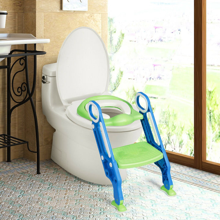 Foldable Potty Training Toilet Seat w/ Step Stool Ladder Adjustable for kids Image 4