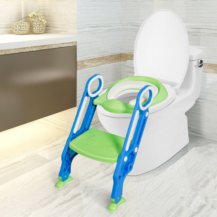 Foldable Potty Training Toilet Seat w/ Step Stool Ladder Adjustable for kids Image 4