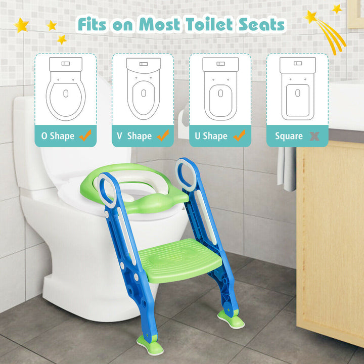 Foldable Potty Training Toilet Seat w/ Step Stool Ladder Adjustable for kids Image 7