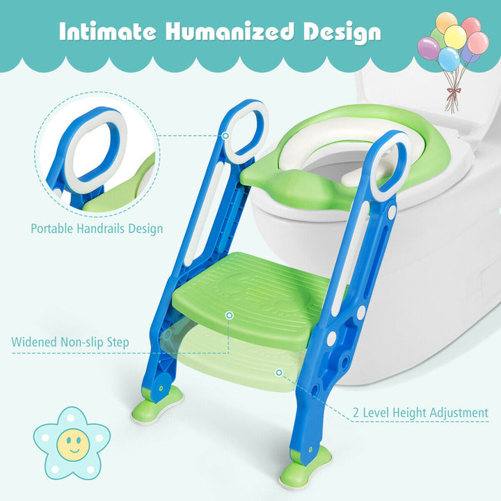 Foldable Potty Training Toilet Seat w/ Step Stool Ladder Adjustable for kids Image 8