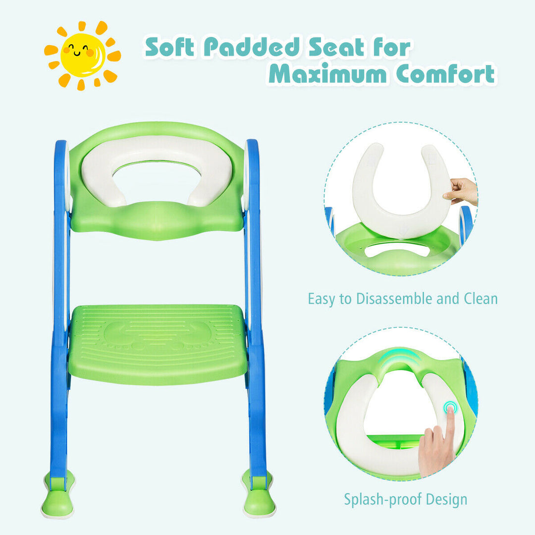 Foldable Potty Training Toilet Seat w/ Step Stool Ladder Adjustable for kids Image 9