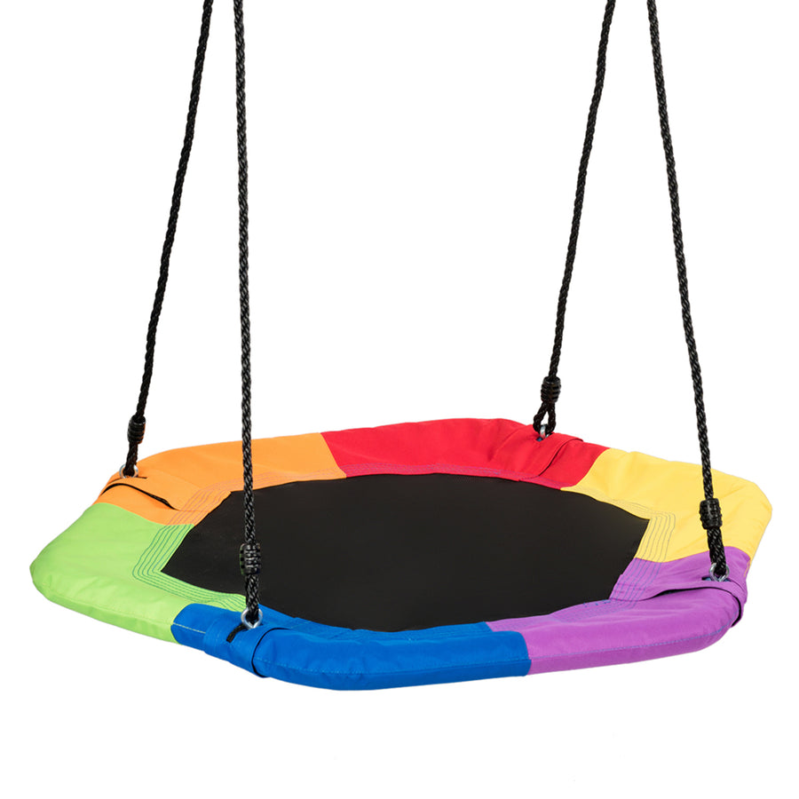 Portable Hexagon Tree Swing Kids Play Set 37 w/ Adjustable Height Image 1